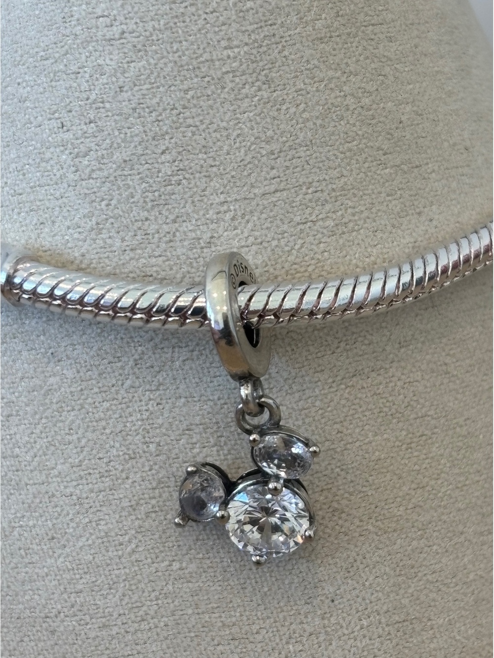 Pandora Sterling Silver Disney Mickey Mouse Sparkling Silhouette Dangle